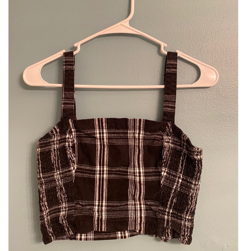 Hollister Black & White Plaid Crop Top